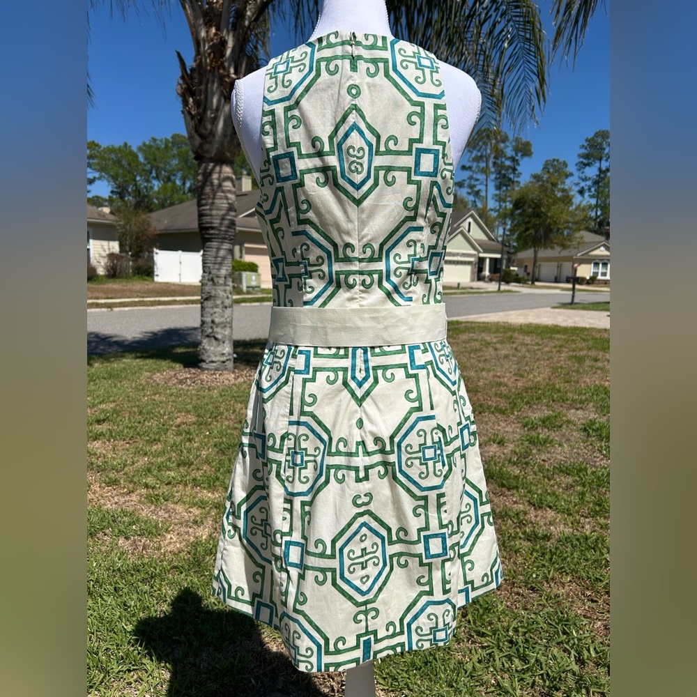 NWT🌷Mestiza N.Y. Havana Print Poplin High Square Neck Fit-and-Flare Mini Dress - Picture 8 of 12